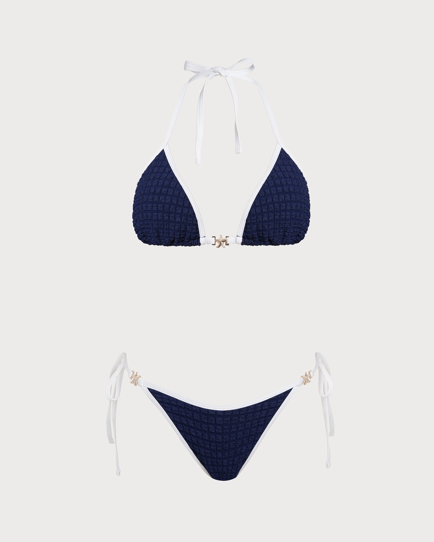 Blue Contrasting Halter Bikini Set | Rihoas