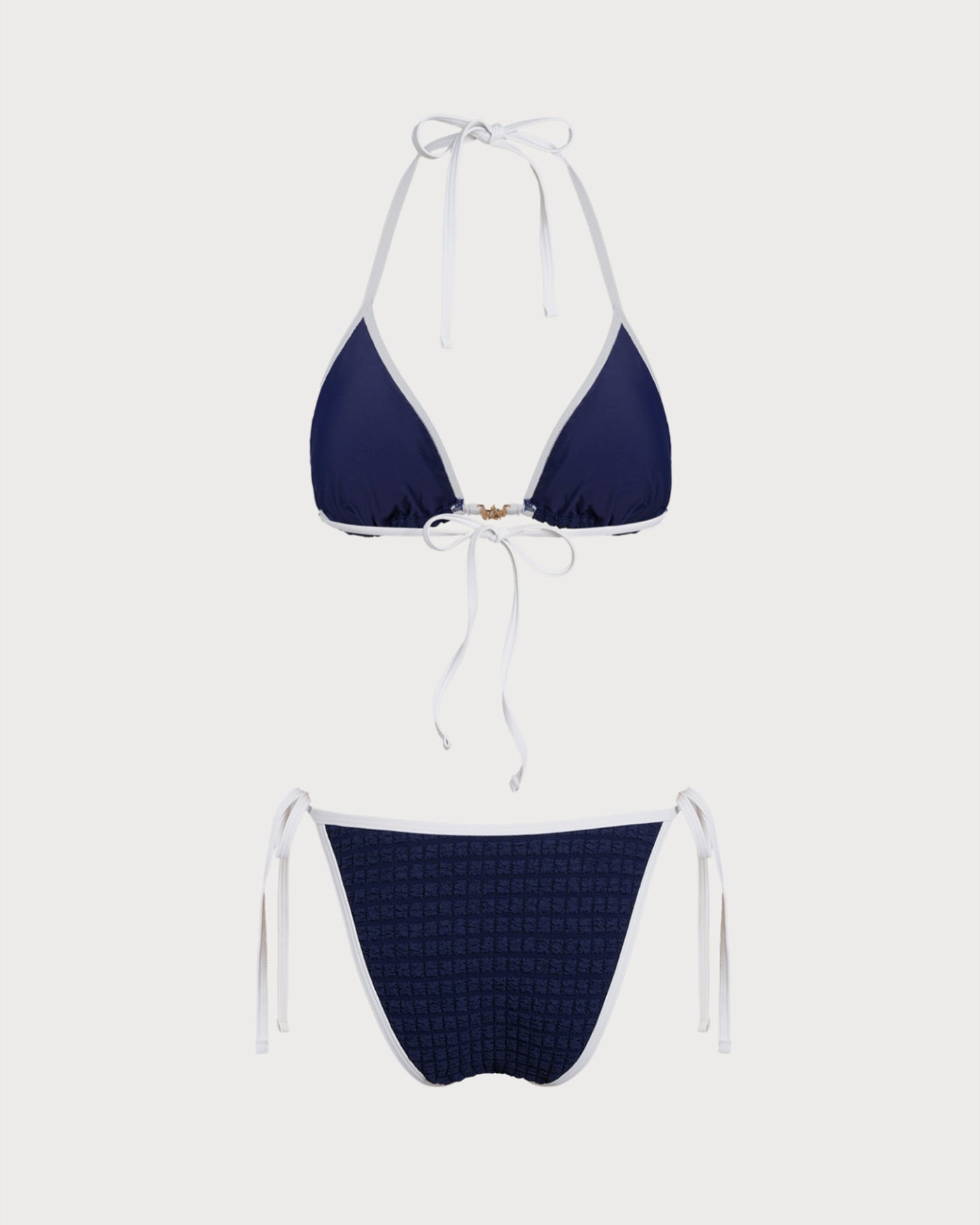Blue Contrasting Halter Bikini Set | Rihoas