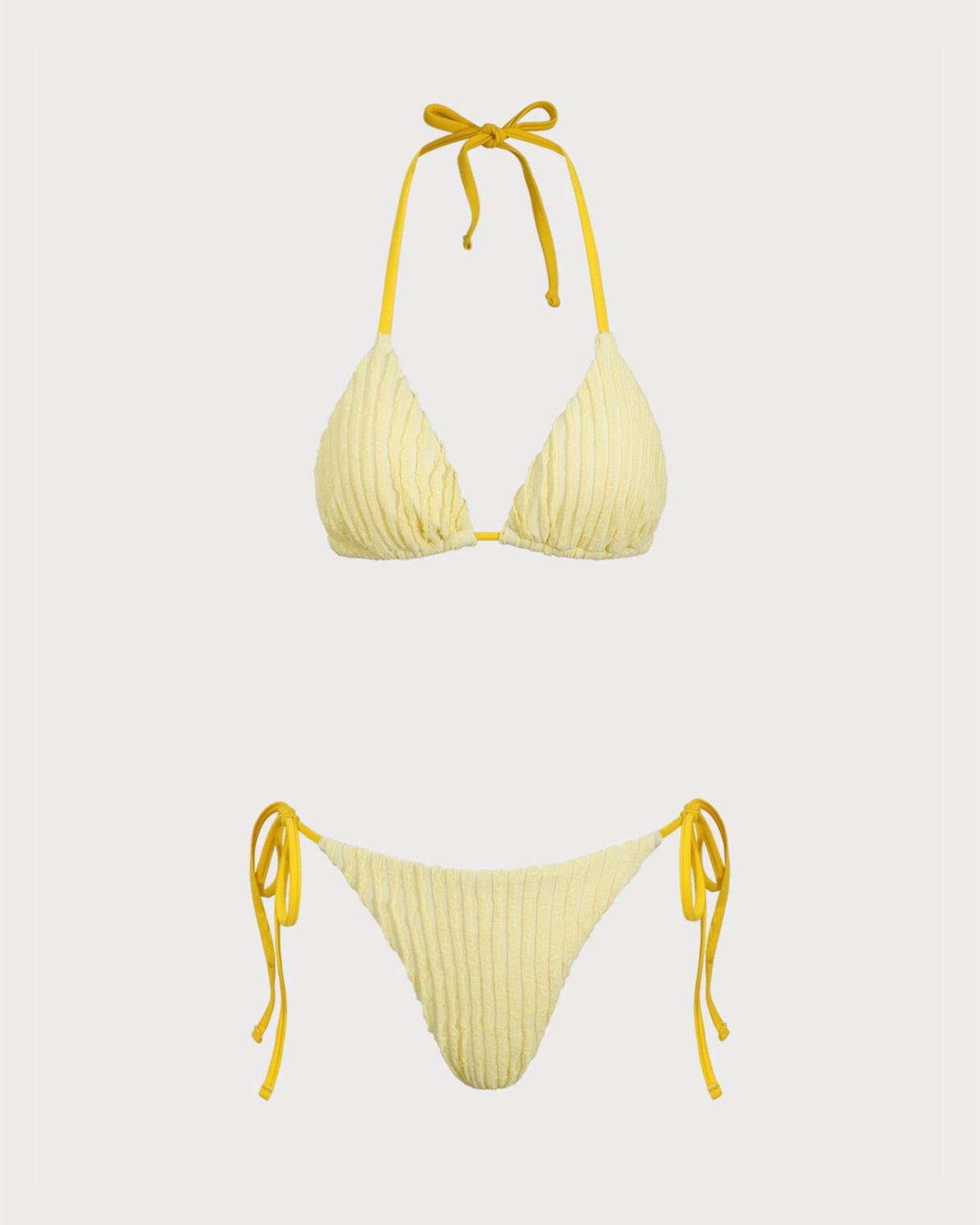 Yellow Halter Triangle Bikini Set | Rihoas