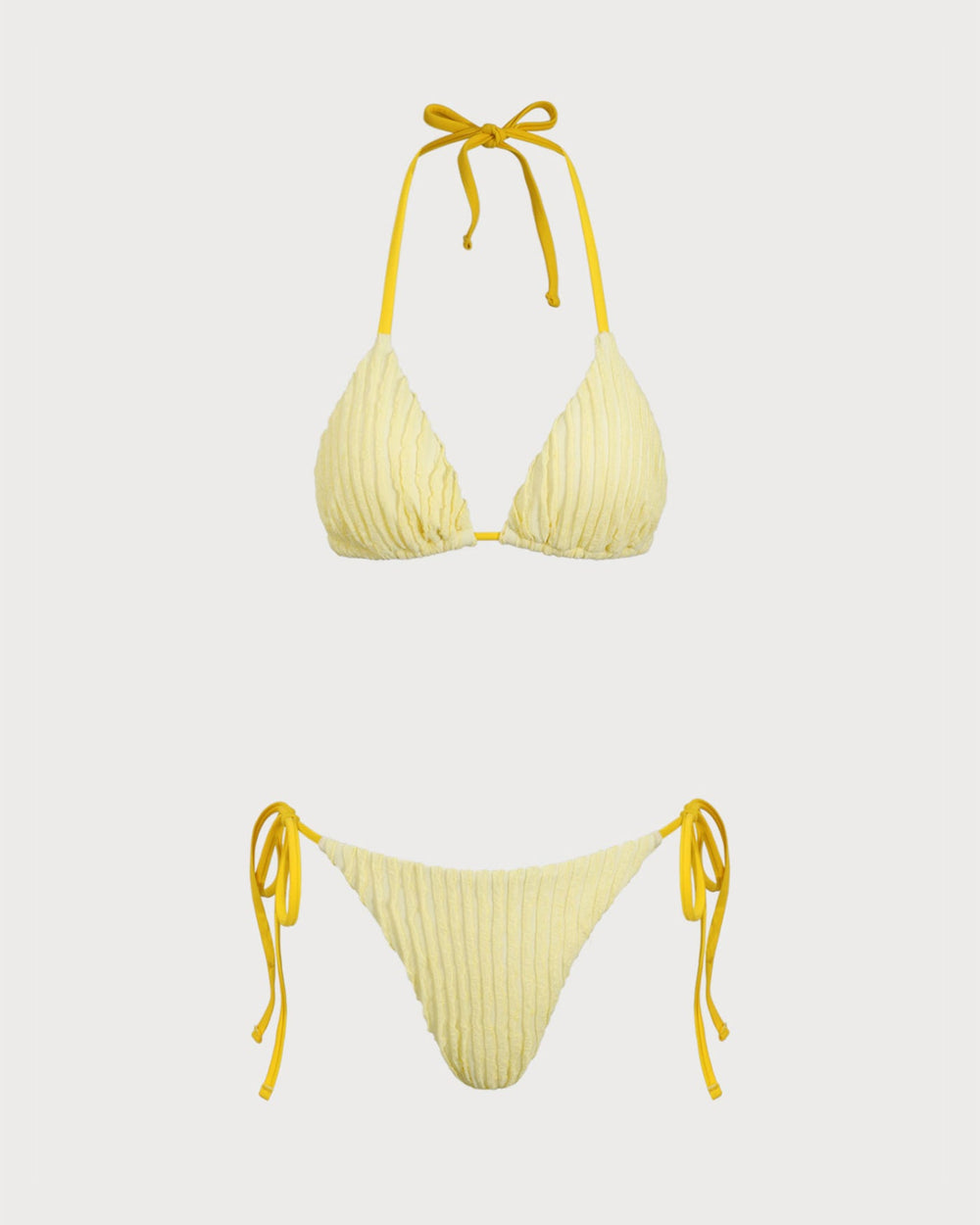 Yellow Halter Triangle Bikini Set | Rihoas