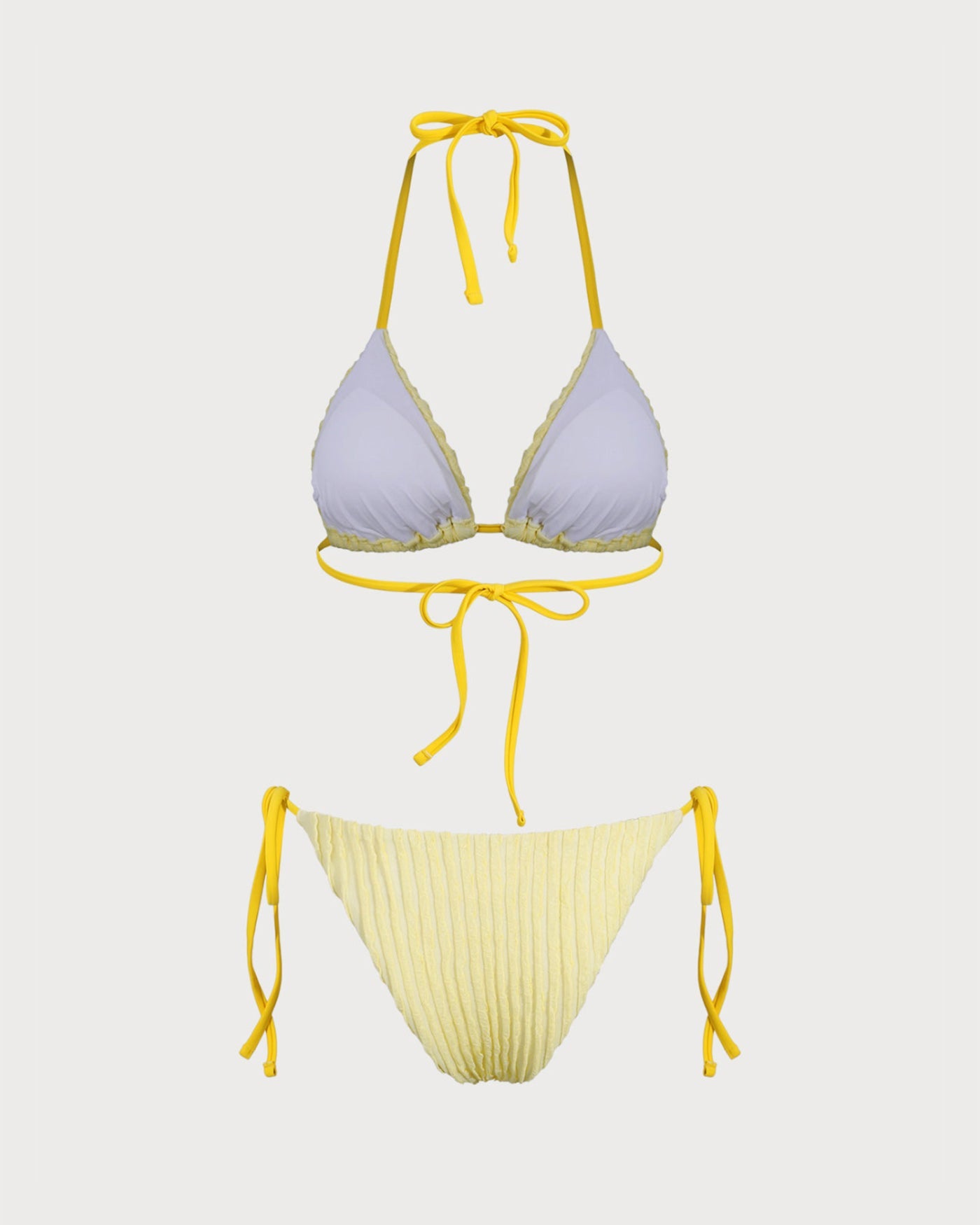 Yellow Halter Triangle Bikini Set | Rihoas