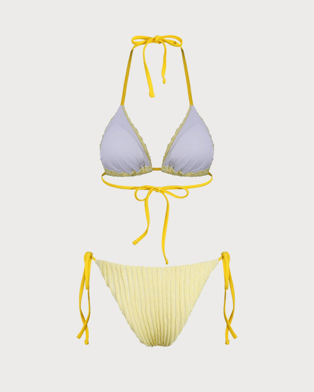 Yellow Halter Triangle Bikini Set | Rihoas