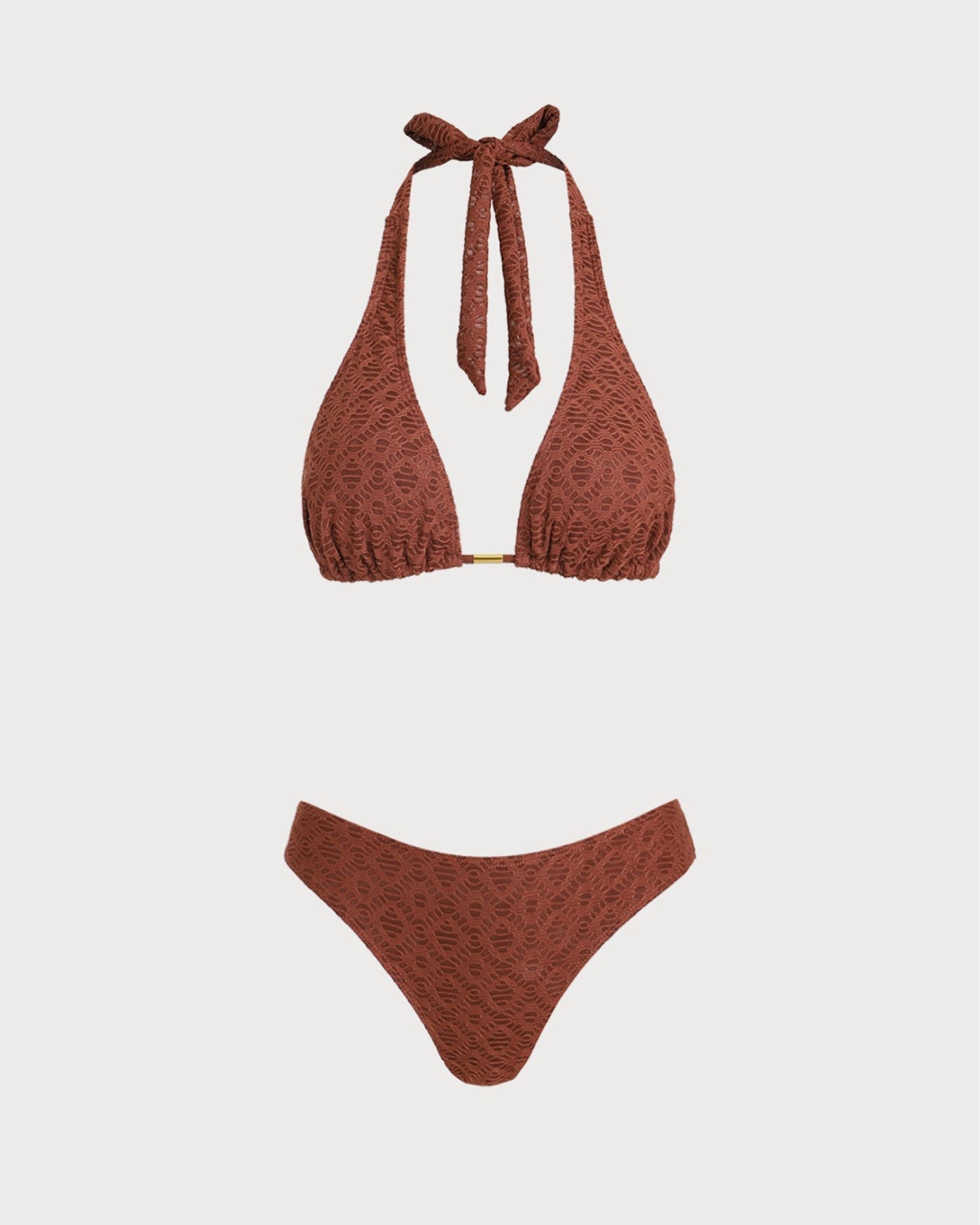 Brown Jacquard Three-Piece Set | Rihoas