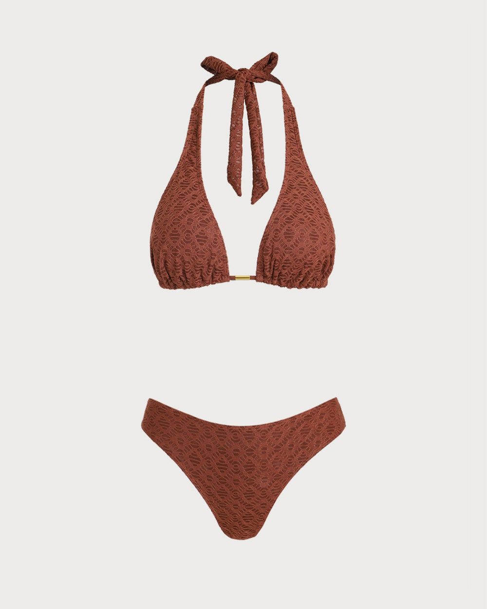 Brown Jacquard Three-Piece Set | Rihoas