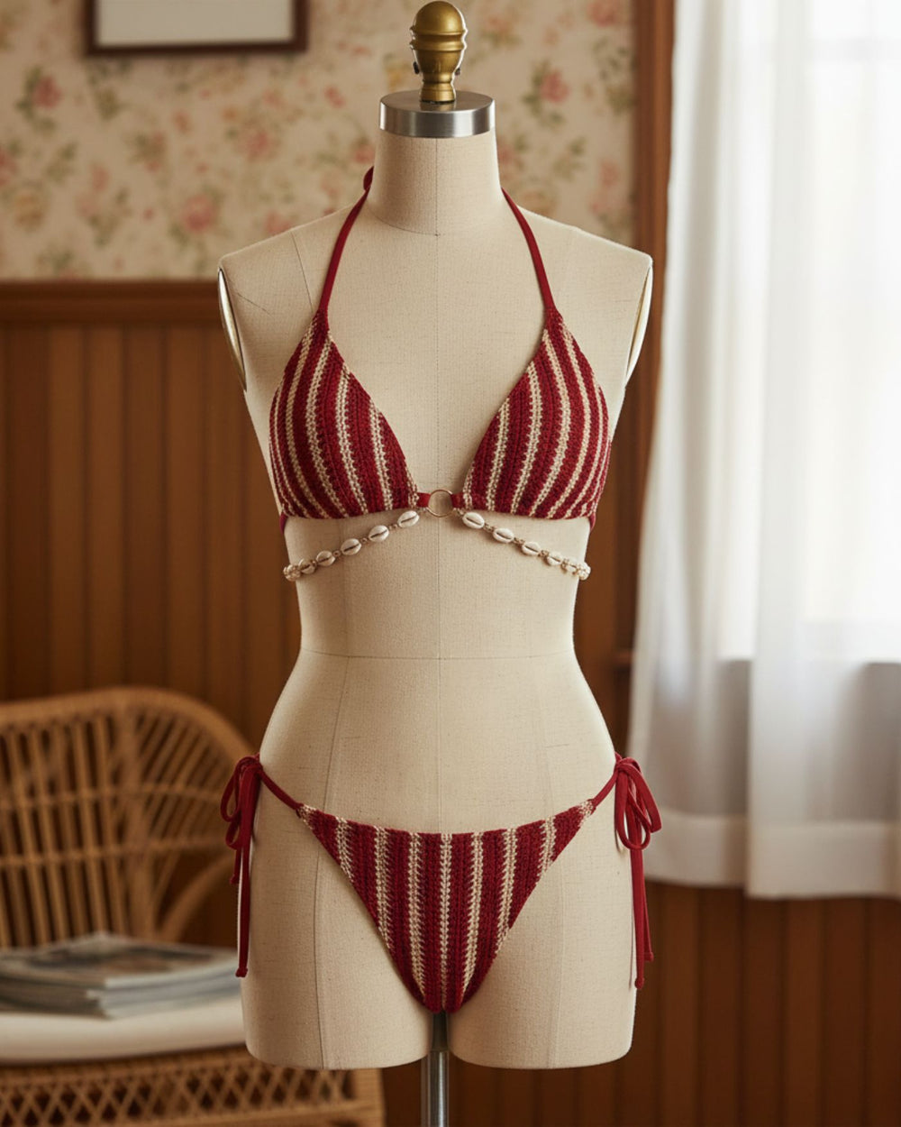 Red O-Ring Contrasting Bikini Set | Rihoas