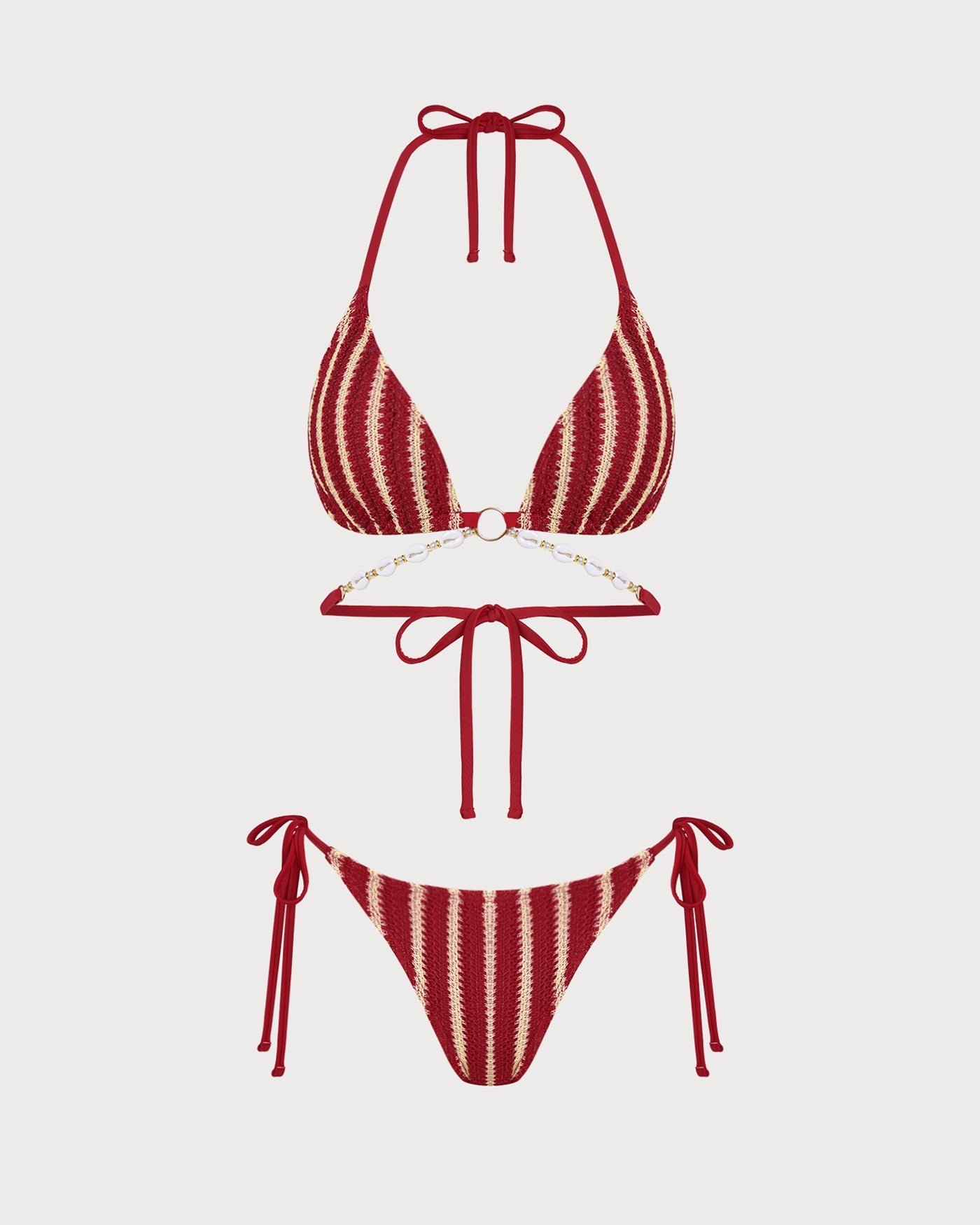 Red O-Ring Contrasting Bikini Set | Rihoas