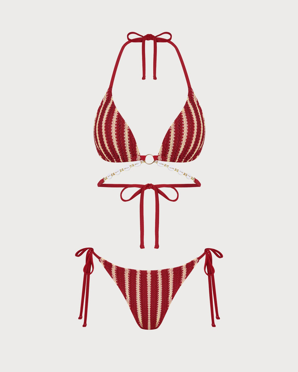 Red O-Ring Contrasting Bikini Set | Rihoas