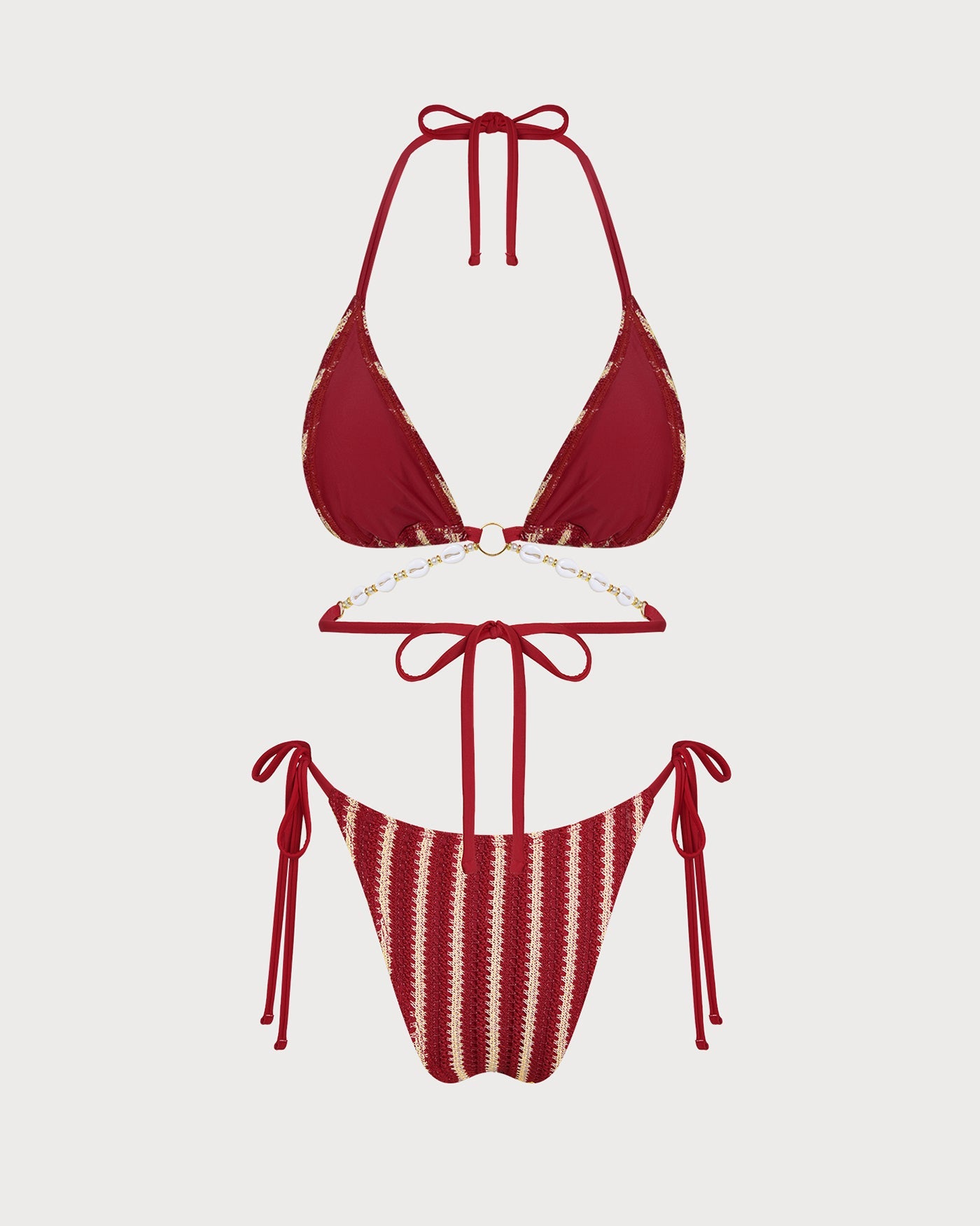 Red O-Ring Contrasting Bikini Set | Rihoas