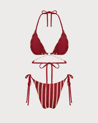 Red O-Ring Contrasting Bikini Set | Rihoas