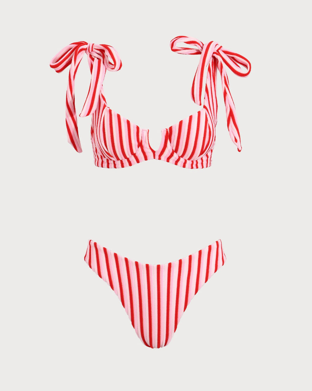 Pink Striped Bikini Set | Rihoas